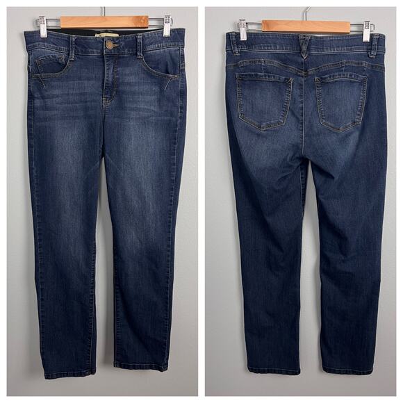 Democracy Women's 10 Ab Technology Jeans Stretch Slimming Ankle Casual Dark Wash - Picture 10 of 10